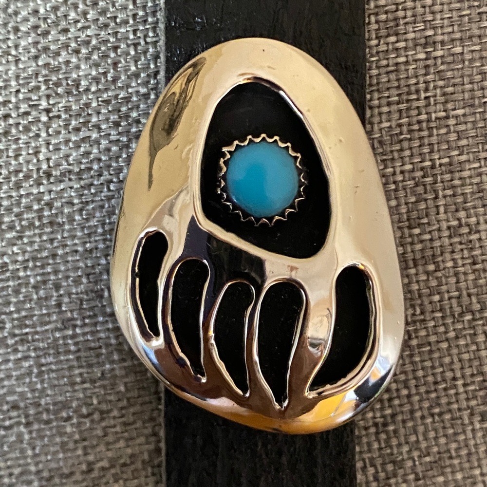 Vintage B. Cayaditto BC Bear Paw Genuine Turquoise Concho Belt – Nickel Silver - Picture 5 of 8